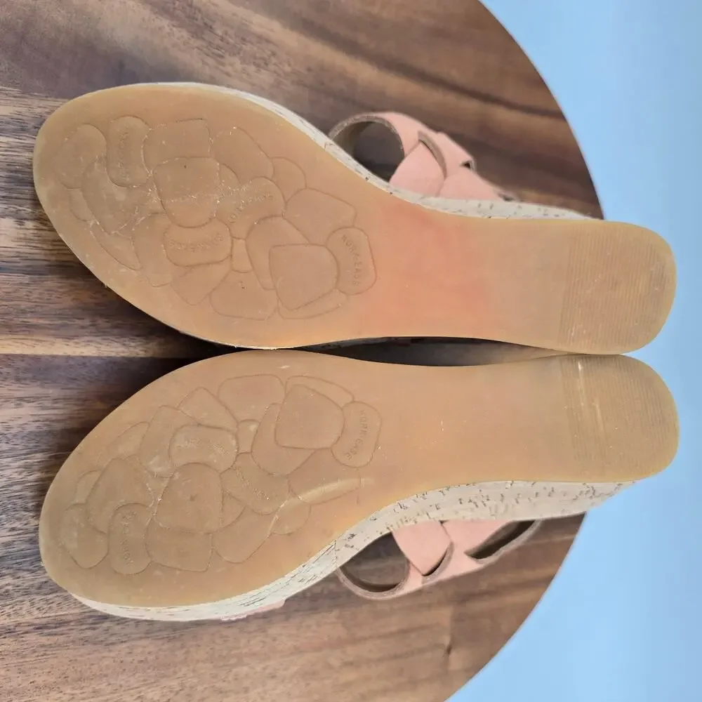 Kork-Ease Austin Sandals Womens 7 M Blush Beige Leather Platform Ankle Strap